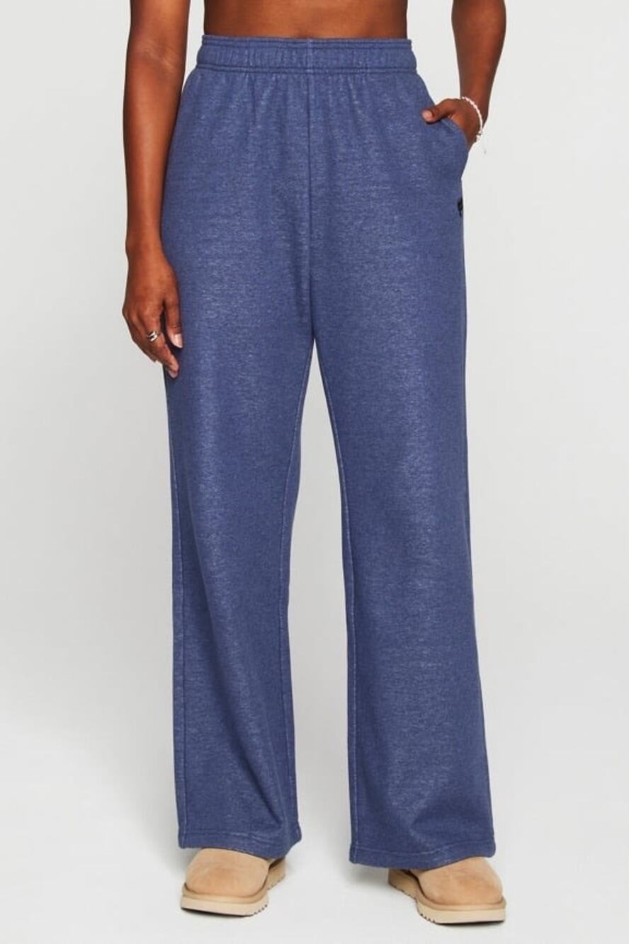 New Fabletics Cozy Fleece Wide Leg Sweatpant Navy Heather Women's size M